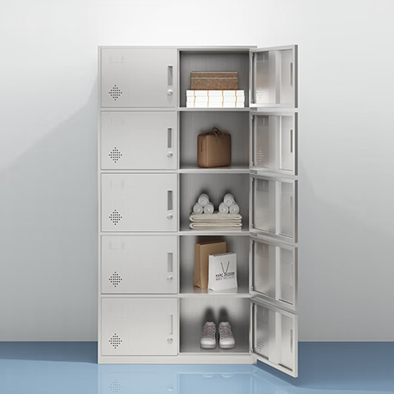 湘渭不锈钢更衣柜员工衣柜储物柜更衣室储物柜201十门储物柜高清大图