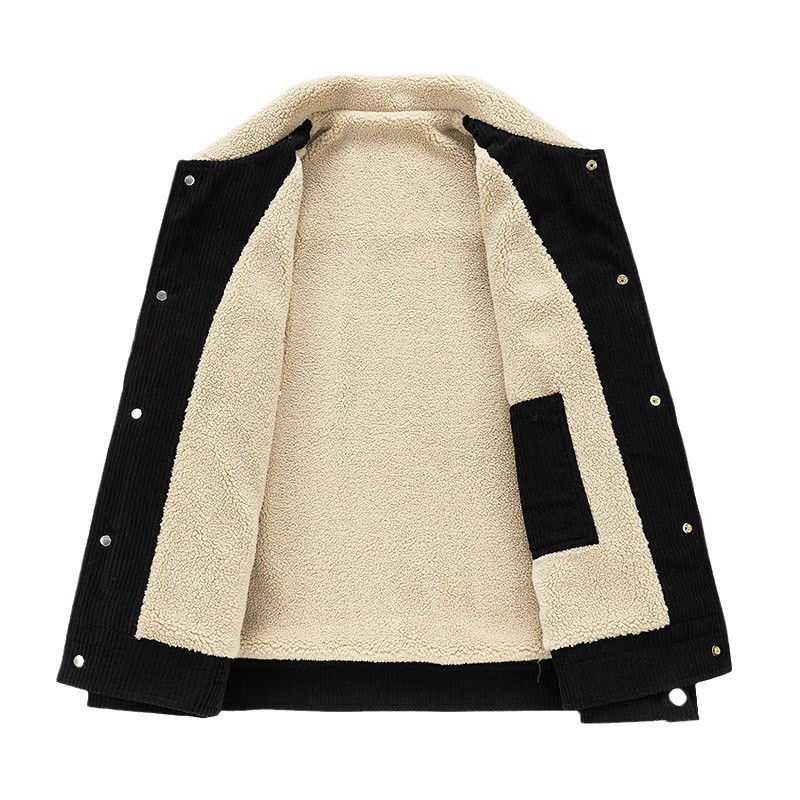 啄木鸟加绒外套男秋冬2025新款加厚保暖男士上衣休闲翻领夹克男款高清大图