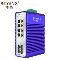 博扬 工业级管理型交换机 4光8电千兆SFP 宽温宽压导轨式VLAN以太网光纤交换机含电源不含模块BY-ISMG4081
