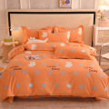 新款加厚床单四件套磨毛纯棉保暖印花被套床上用品四件套全棉秋冬_854 1.5x2.0x0.22床笠款四件套被套200x230 HY-招财猫-桔