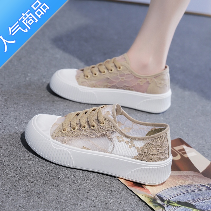 SUNTEK小白鞋女鞋2023夏季新款单网面透气网鞋镂空薄款百搭ins运动板3高清大图