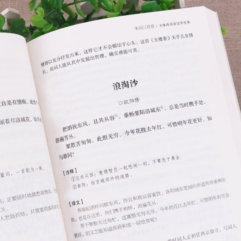 [正版]宋词三百首 赏析全解原文译文注释中国古诗词大全集点评注释纳兰词论语诗经楚辞鉴赏辞典小学生初中青少年书籍