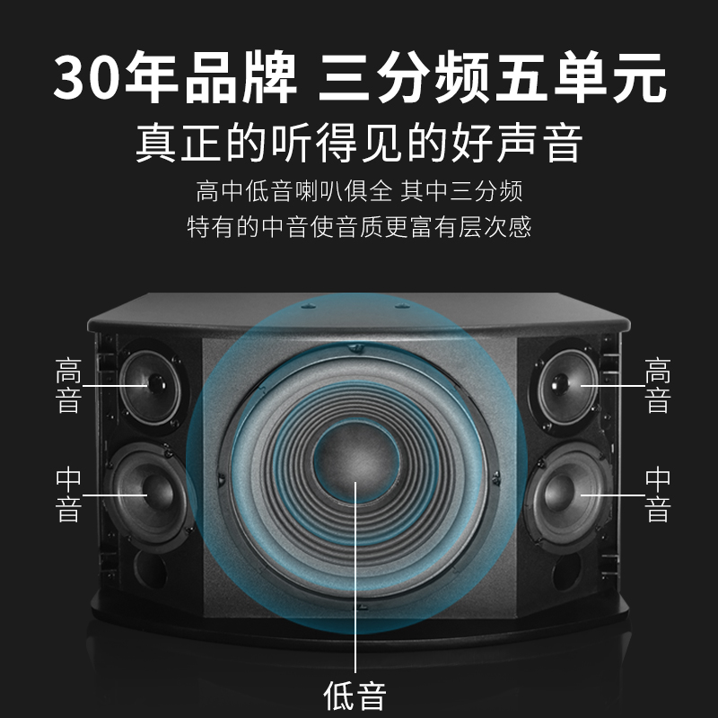 奔腾(BNTN)专业卡拉OK KTV会议音响点歌机套装家庭影院U段话筒家用音响三分频五单元音箱 BTK12一拖四套装高清大图