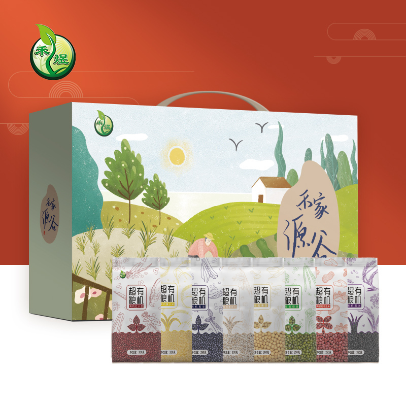 食品套餐组合(禾煜-煜见源谷有机官配组合2540g 岭味(Lingwei) 休闲零食干果 大红枣 500g)