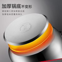 苏泊尔(SUPOR) 304不锈钢汤锅小红圈时尚22cm复底炖煮锅火锅煮面锅电磁炉锅具ST22H1