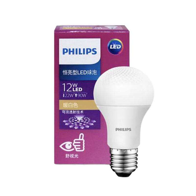 PHILIPS 飞利浦 恒亮型 LED灯泡 球泡 E27 3W 暖光3000K 12支