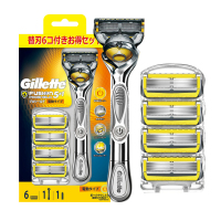 吉列(GILLETTE) FUSION5手动剃须刀 动力剃须刀黄色套装 1个刀架+6个刀头/套