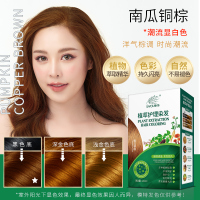 章华天峰本草护理染发霜植萃精华染发膏便捷遮盖白发可以分次使用 南瓜铜棕