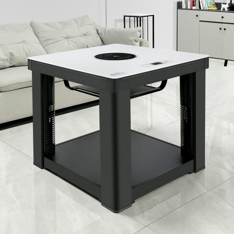 一均25款X21珍珠白80*80CM钢化玻璃电陶炉电暖炉取暖桌电暖桌升烤火桌家用电烤桌电炉桌正方形餐桌多功能取暖器图片