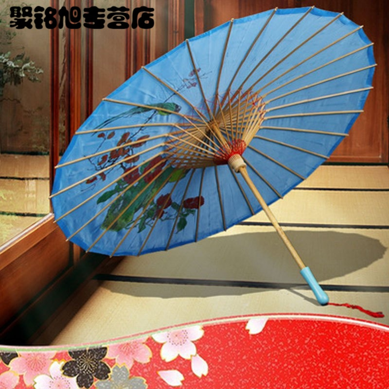 [蓝色 J致款]工艺伞油纸伞影楼拍照演出道具装饰伞江南中国风古典舞蹈伞绸布伞复古家居饰品 工艺伞