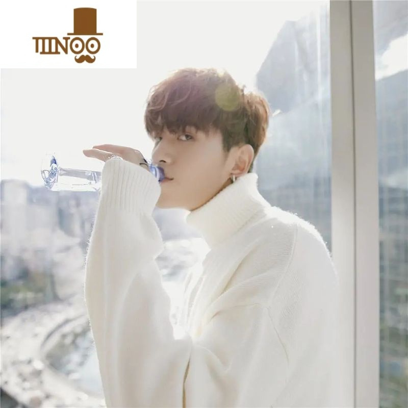 YANXU高领毛衣男加厚宽松慵懒复古打底线衣日系大码针织衫外套潮牌