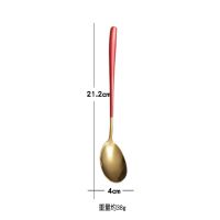 勺子加厚不锈钢家用长柄吃饭西瓜汤叉子学生餐具创意儿童小圆|2.8mm厚度金-酒红 三支装(42.7%买家选择)