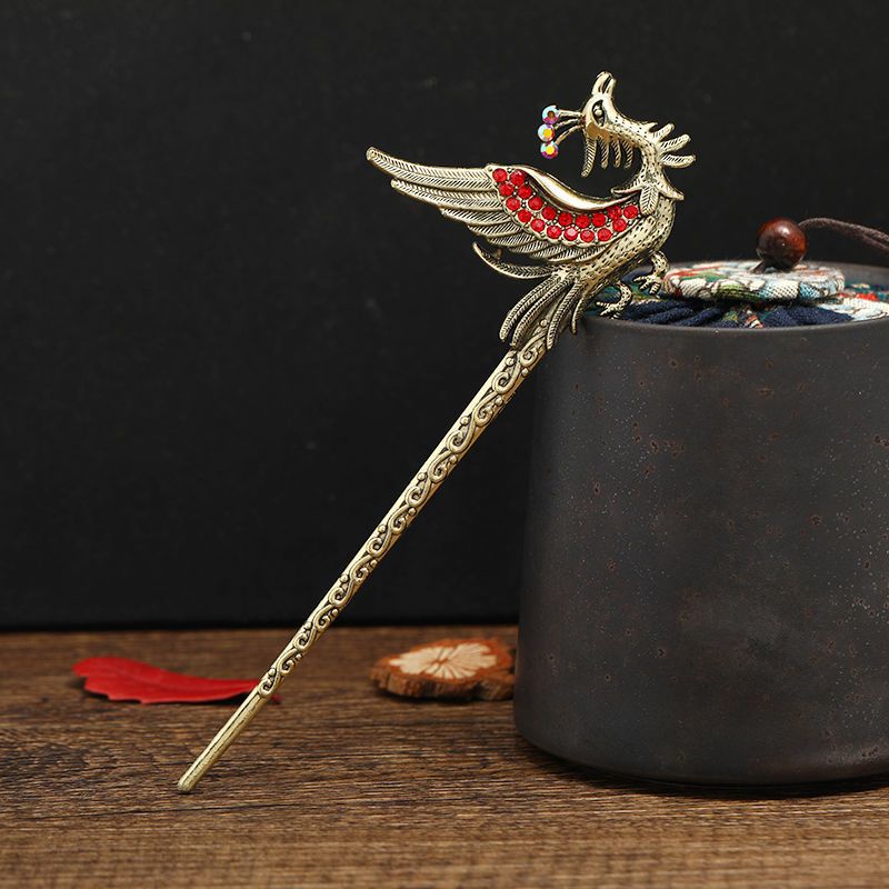 中国风复古凤凰发簪古典饰品民族风簪子时尚女发饰个性头饰发钗凤求凰