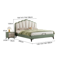 【苏宁直营】贝壳床小孩软包男孩女孩床粉色轻奢奶油风儿童房公主床 1.8*2.0米 单床+2柜