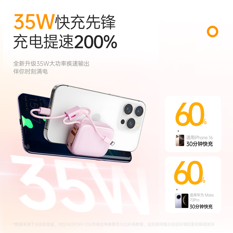 沃品WOPOW 小布丁35W快充移动电源SQ79(3C认证可上飞机)高清大图