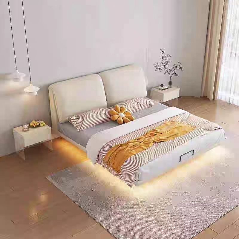 大象耳朵悬浮床现代简约家用主卧室软包双人床小户型带灯时尚婚床高清大图