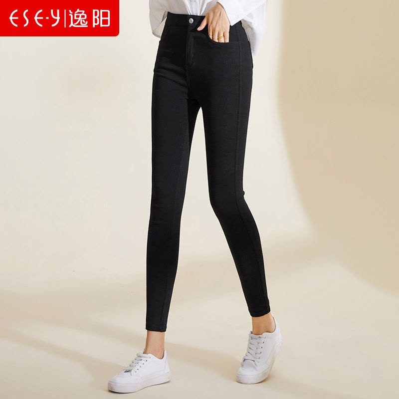 逸阳2020新款高腰弹力修身显瘦外穿铅笔黑色外穿打底裤女图片