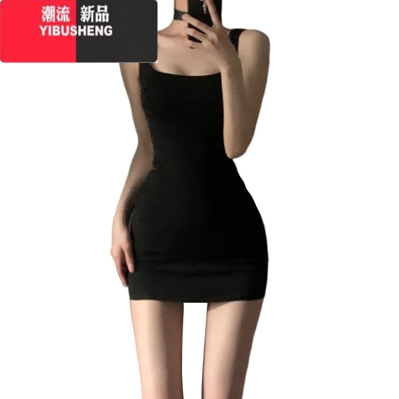 YIBUSHENG赫本黑色吊带连衣裙女季2024新款收腰显瘦性感辣妹紧身包臀短裙图片