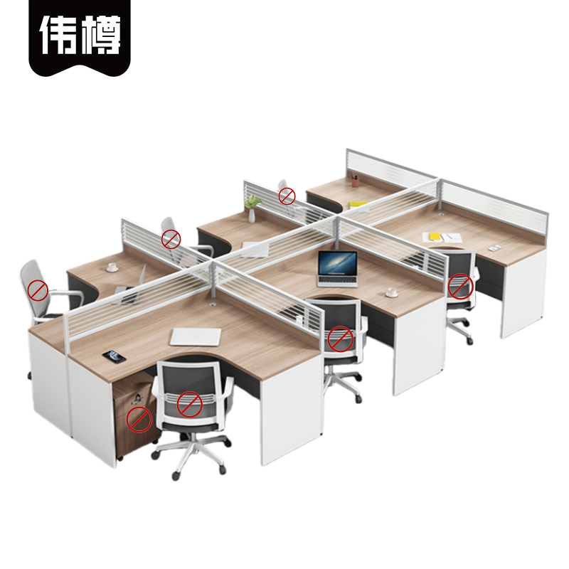 伟樽屏风工位六人位4200*2400*1100mm张高清大图