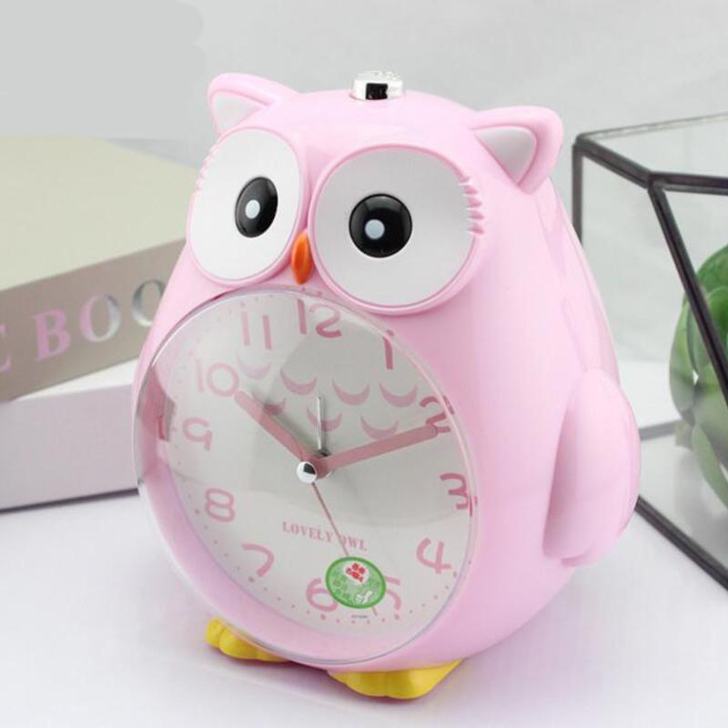 蓝色猫头鹰猫头鹰卡通语音闹钟创意可爱儿童学生会说话钟表静音夜灯