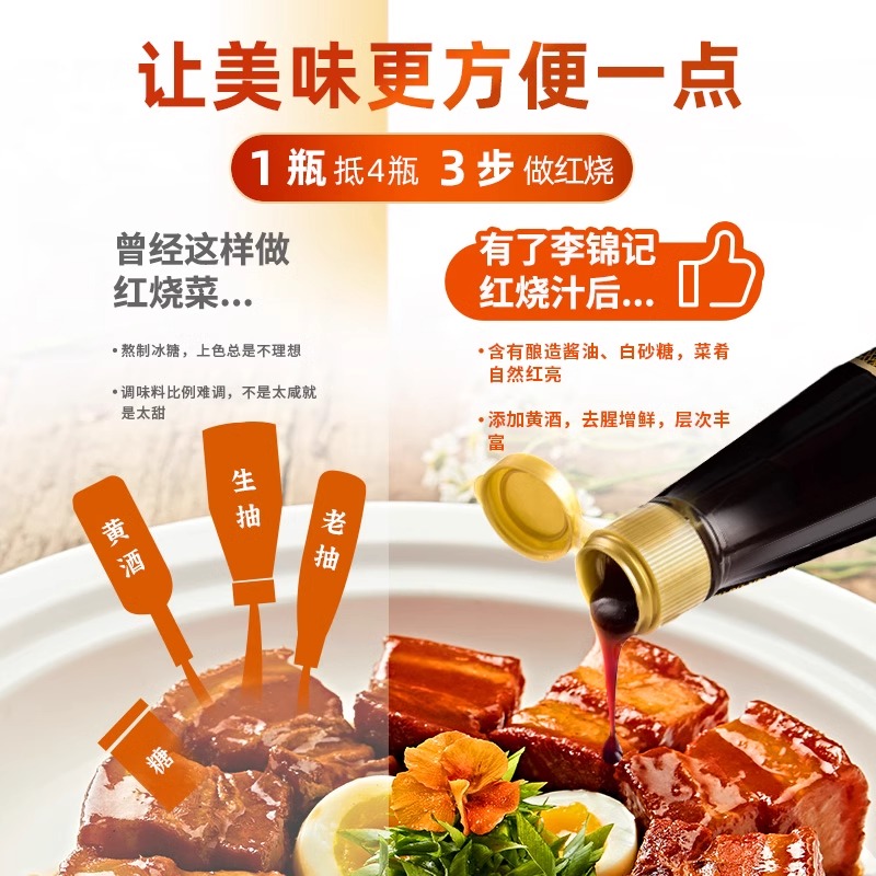 李锦记秘制红烧汁410ml瓶装家用高清大图