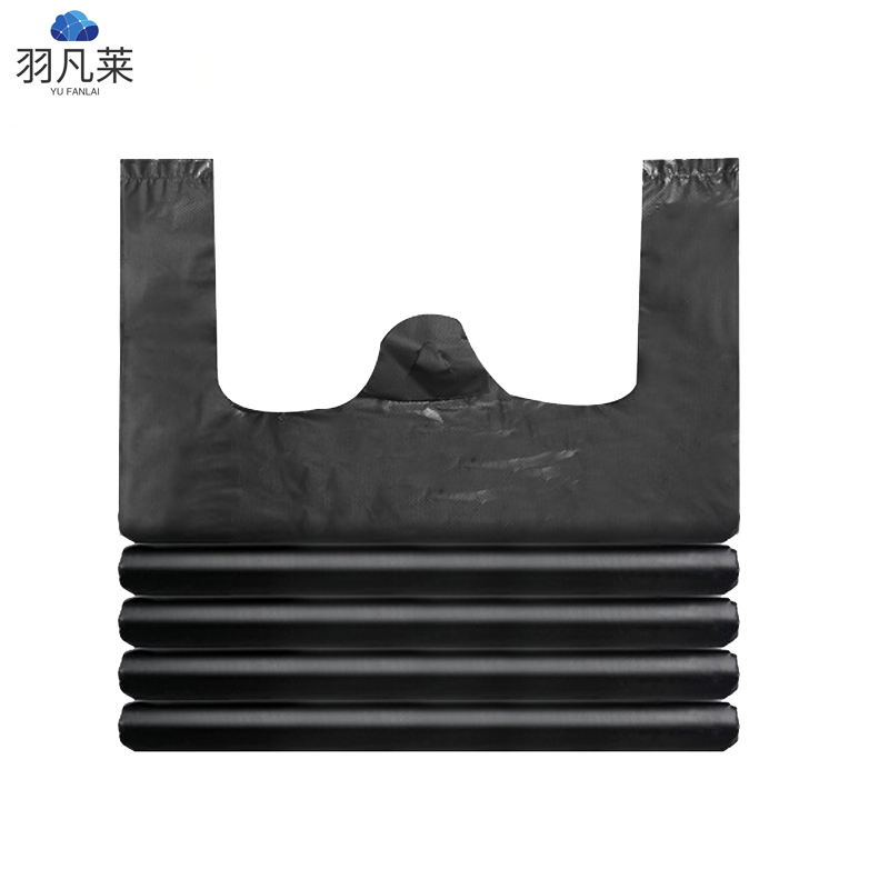 手提背心式黑色一次性加厚垃圾袋 宽32*52cm 个高清大图