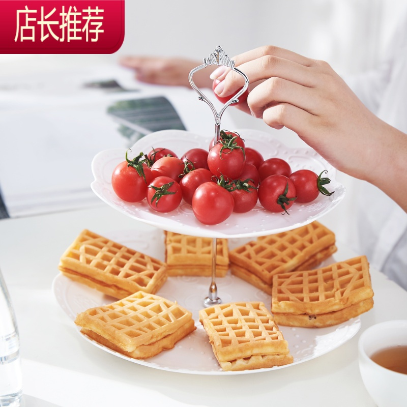 欧式三层水果盘甜品台多层蛋糕架干 果盘 茶甜品台生日趴JING PING 3层圆形-白色