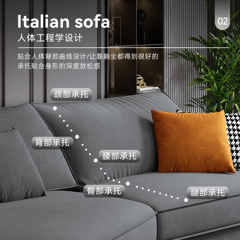 欧梵森 沙发套装baxter异形布艺沙发客厅中小户型科技布现代简约意式极简懒人沙发客厅家具轻奢沙发网红款沙发套装