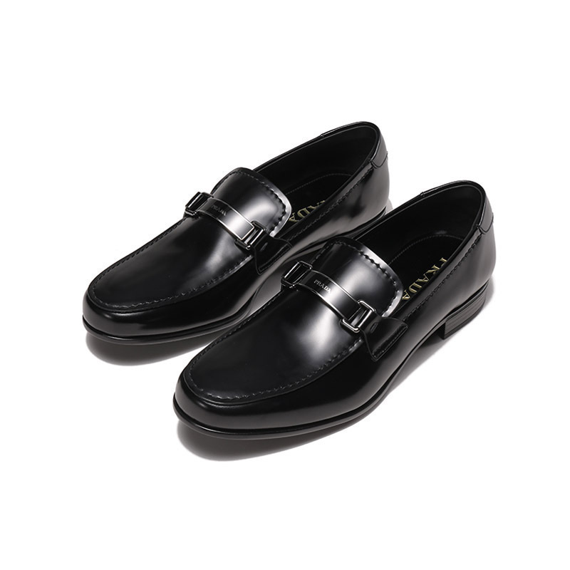 普拉达prada男士皮革徽标扣饰乐福鞋皮鞋2dc215p39