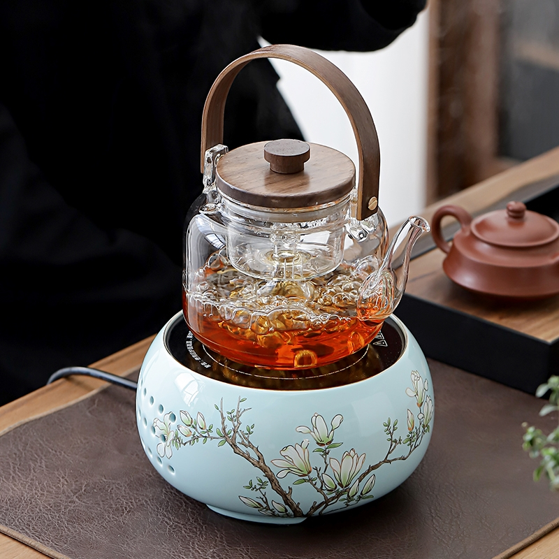 古达煮茶壶蒸煮茶壶玻璃电陶炉煮茶器套装茶具烧泡茶器