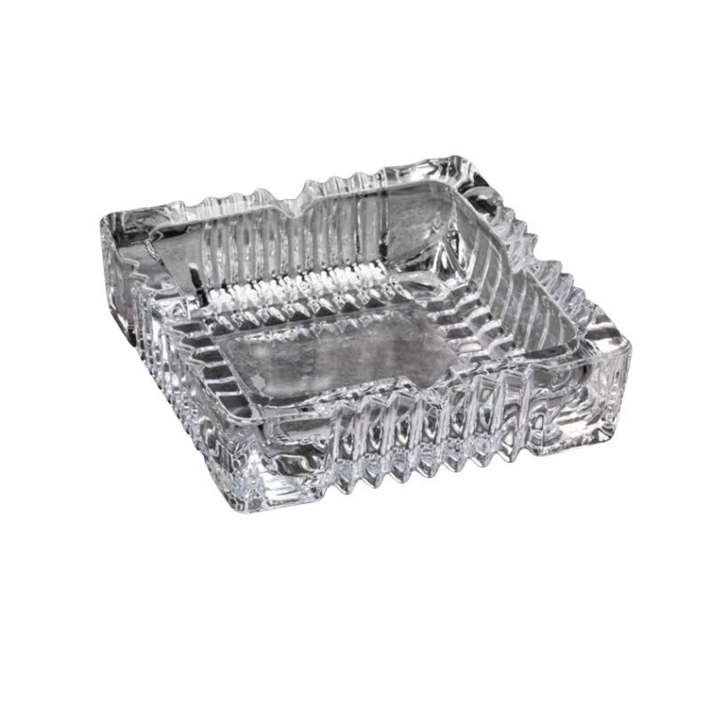 谦星 水晶玻璃烟灰缸酒店办公室烟缸烟碟 特大方轮烟灰缸透明 3个高清大图