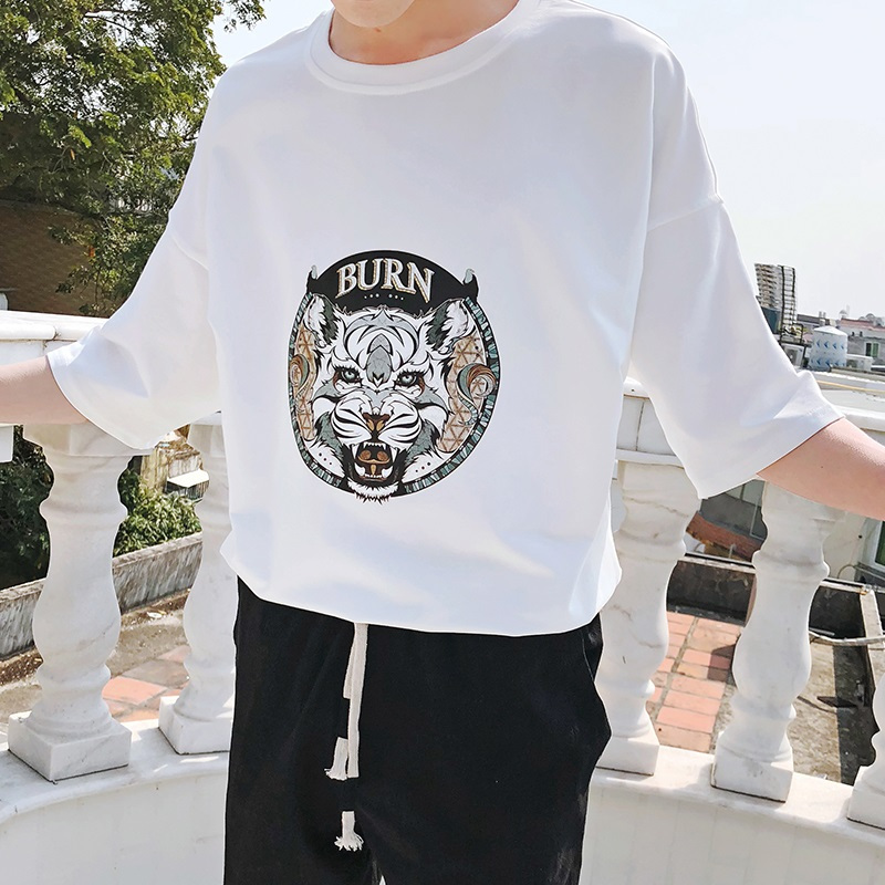 男士短袖T恤上衣服夏款装宽松韩版时尚打底衫圆领半袖体恤