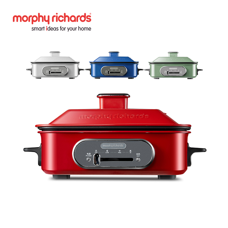 摩飞电器(MORPHY RICHARDS) 多功能锅料理锅 电烧烤锅电火锅蒸锅家用电烤锅MR9088 红色标配高清大图