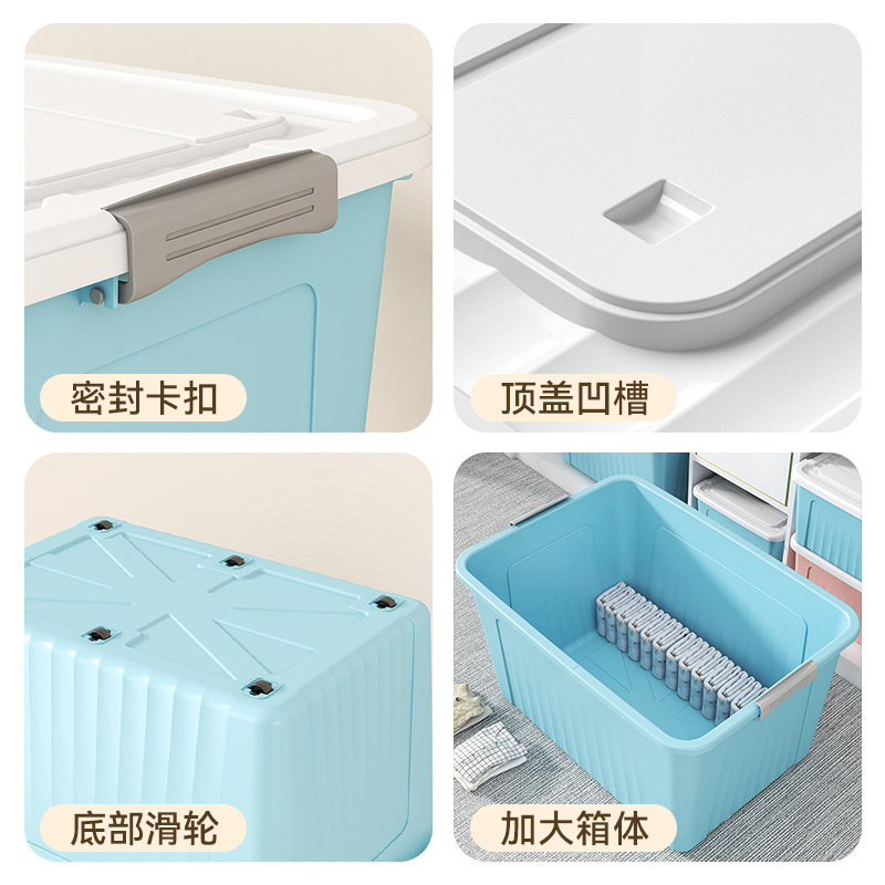 [大容量]收纳箱家用住校宿舍收纳神器整理箱衣服被子储物箱特大号高清大图