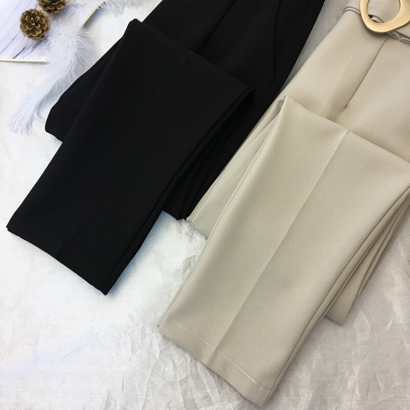 2018春夏新款西装裤女九分裤修身显瘦OL职业休闲小脚裤哈伦裤潮
