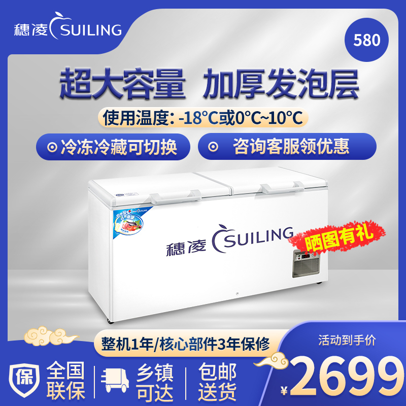 穗凌(SUILING)BD-580单温大卧柜冰柜冷冻冷藏柜转换 厨房冰箱保鲜柜速冻顶开门密封柜商用雪柜 540升