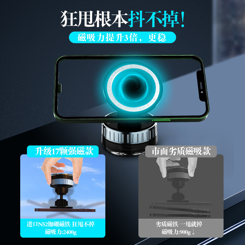 华普思HPS-355-01磁吸车载手机支架 360°旋转真空吸附支架[适用多场景](2个)高清大图