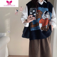 YUNWUXIN无袖针织马甲套装女2022新款复古日系外搭毛衣设计感小众上衣