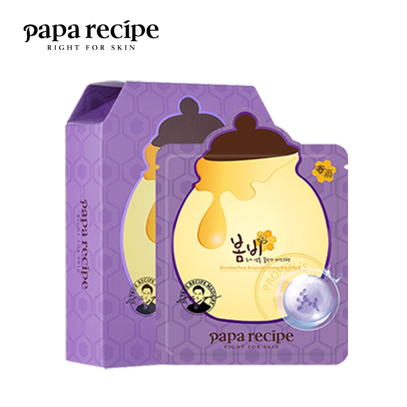 春雨(Papa recipe)紫色蜂蜜乳糖酸面膜6片 收缩毛孔 细腻控油提亮 韩国进口高清大图