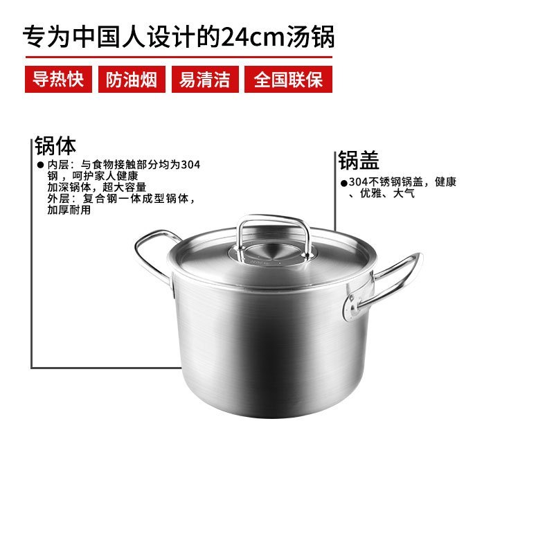 KMW汤锅捍卫者健康汤锅FA KMWHF240001 德锅具品牌品质 24cm大容量汤桶 保温时间长 绒光工艺 易清洗高清大图
