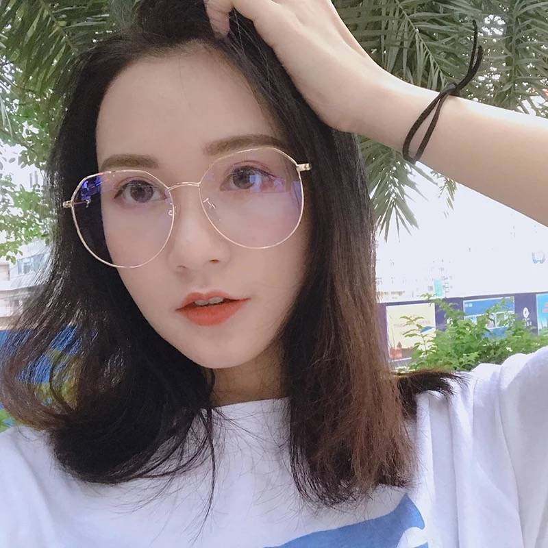 韩版全框复古眼镜框女潮圆形大框文艺圆脸配防辐射近视眼镜框配男|银色 近视【250度】