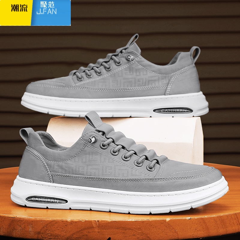 聚范冰丝帆布男鞋夏季透气休闲一脚蹬软底工作老北京布鞋运动防滑板鞋高清大图