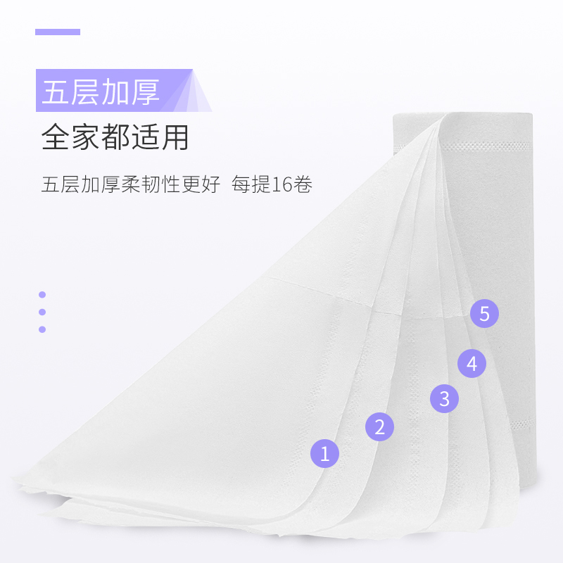 天微48卷原木卫生卷纸5层加厚无芯卷筒纸家用手纸TW-3630-3