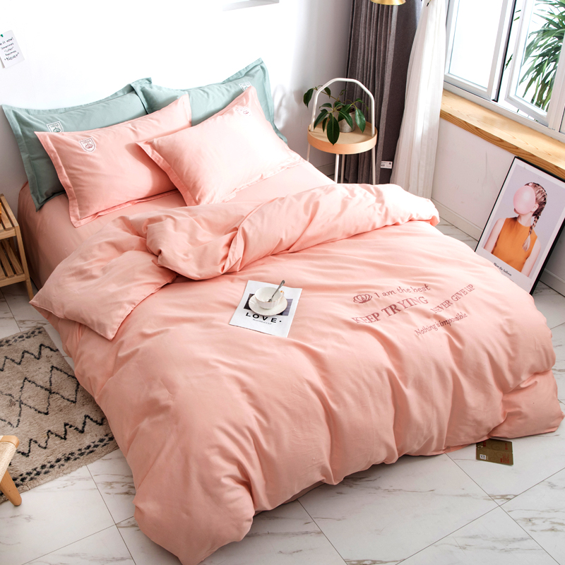 恒源祥家纺纯棉贡缎四件套全棉床上用品春夏素色床单被套被子