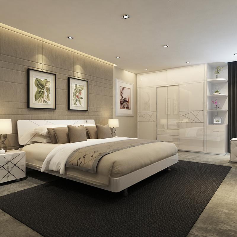 现代简约推拉衣柜经济型板式移卧室整体组装实木衣橱