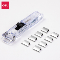 得力deli8591A夹子透明金属推夹器8592补充夹子大容量夹纸器无针订书机装订文具整理办公用品[苏宁自营]