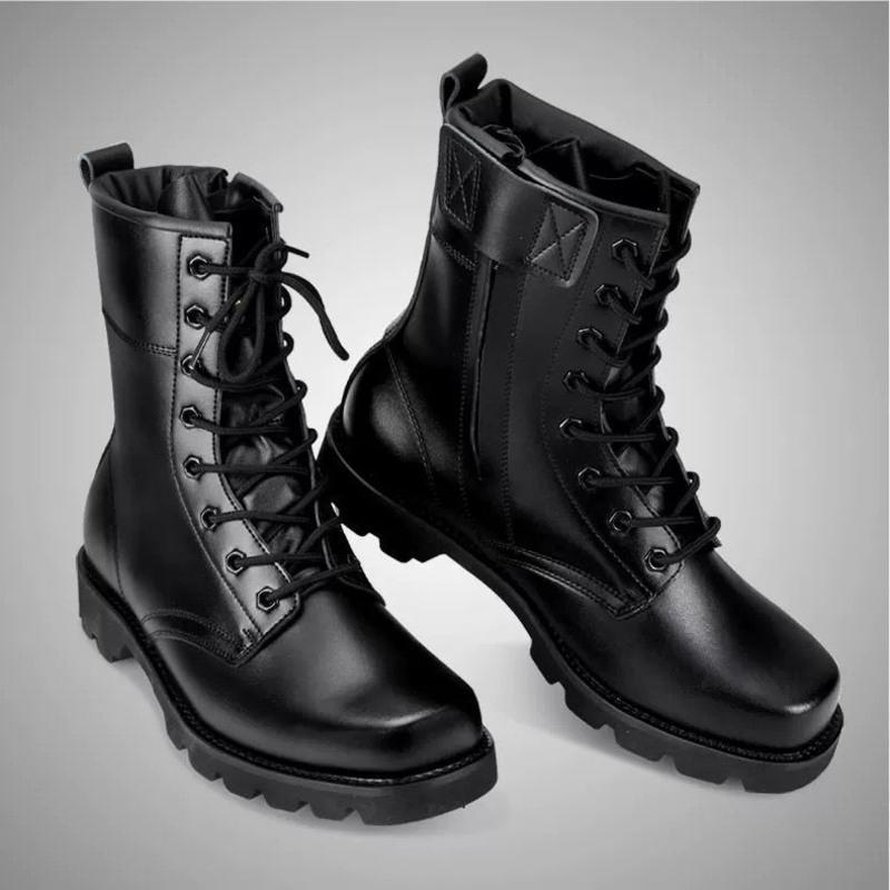 黑色户外普通款38户外靴子男皮靴工装靴子秋冬高帮羊毛靴棉鞋保安鞋男