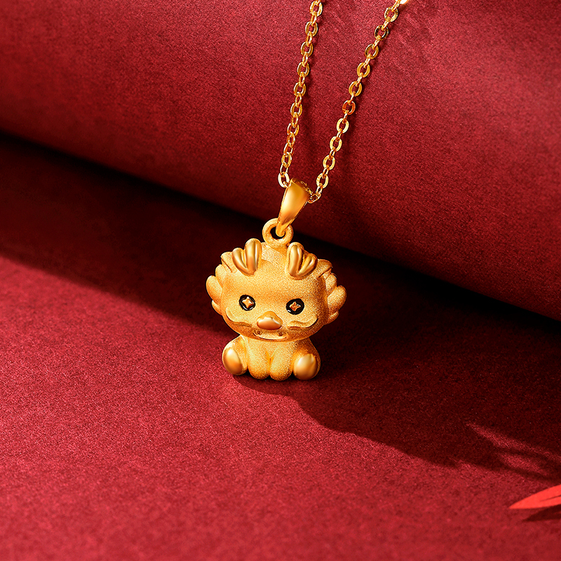 梦金园龙年新品小金龙黄金转运珠生肖龙足金挂坠本命新年礼物配链