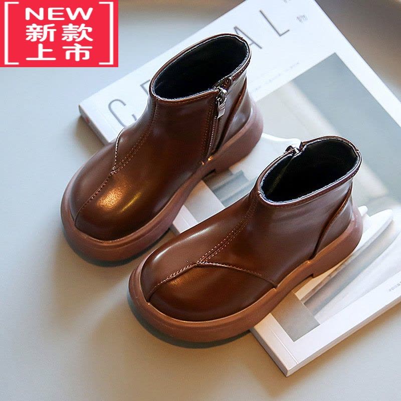 可莉允儿童皮靴秋冬季英伦2022新款女宝软底皮鞋低筒短靴马丁靴女童靴子图片