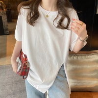 唐狮 短袖女夏上衣新款侧边开叉小标韩版设计感小众百搭T恤
